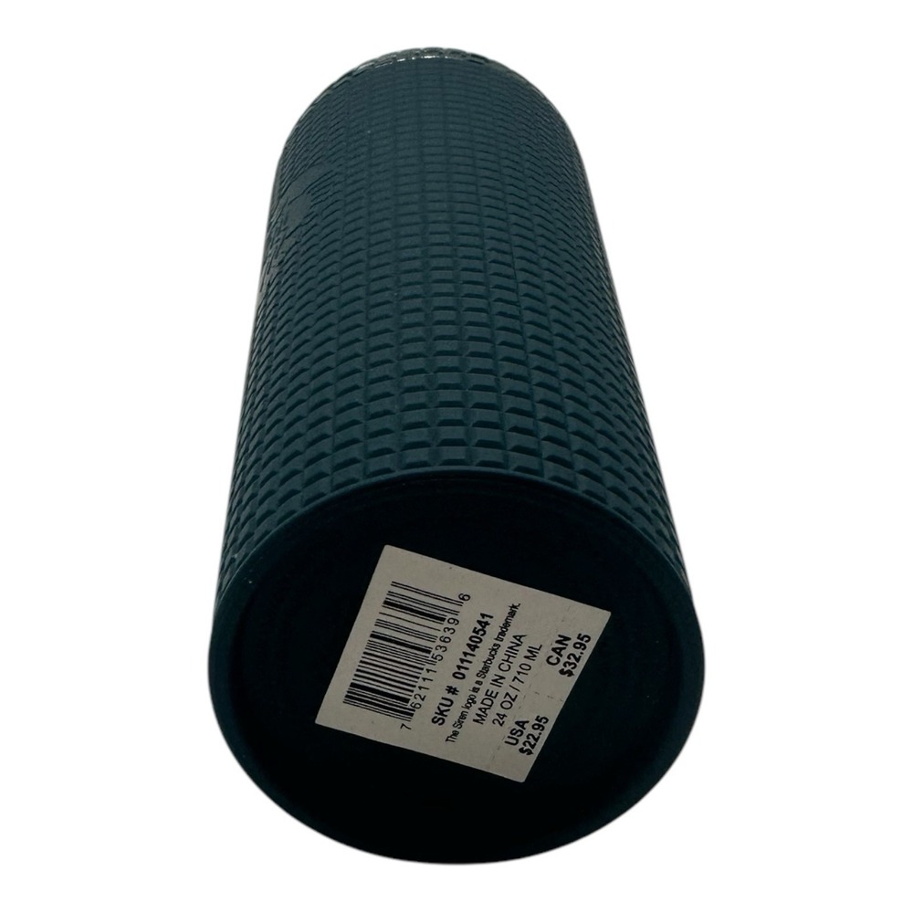 Starbucks Navy Blue Soft Touch Grid Tumbler Cold Cup Venti 24 oz Logo 2023 - Picture 5 of 5